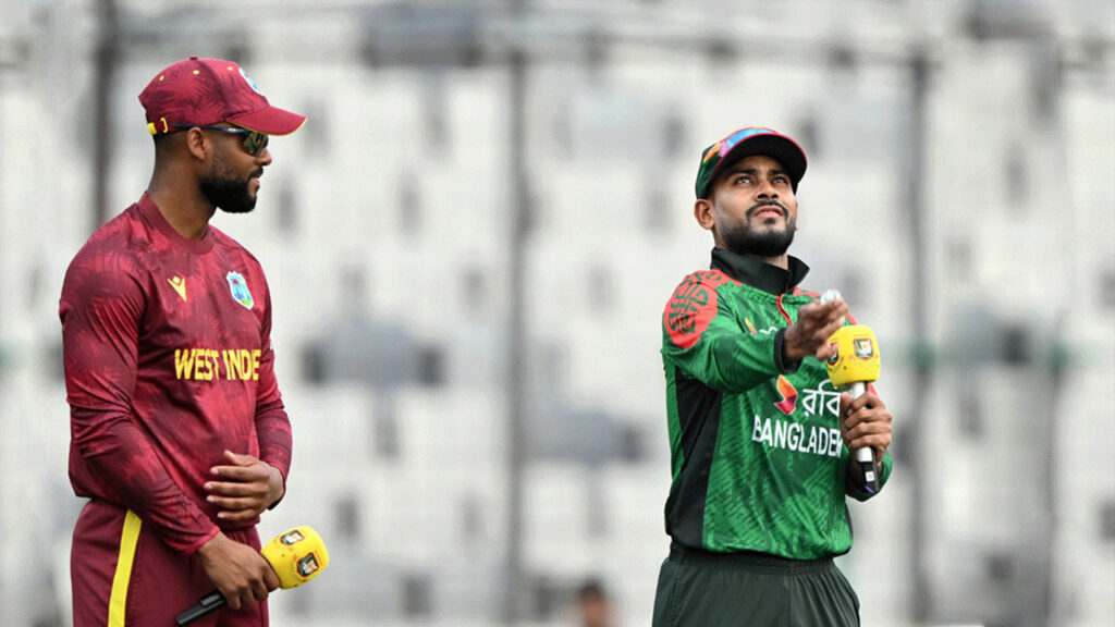 ওয়েস্ট ইন্ডিজের বিপক্ষে টস হেরে ব্যাটিংয়ে বাংলাদেশ